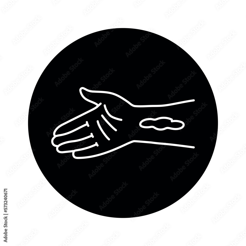 Arterial bleeding from hand color line icon. Injuries concept. Arterial bleeding from hand color line icon. Injuries concept.