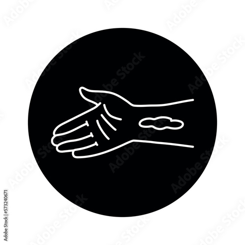 Arterial bleeding from hand color line icon. Injuries concept.