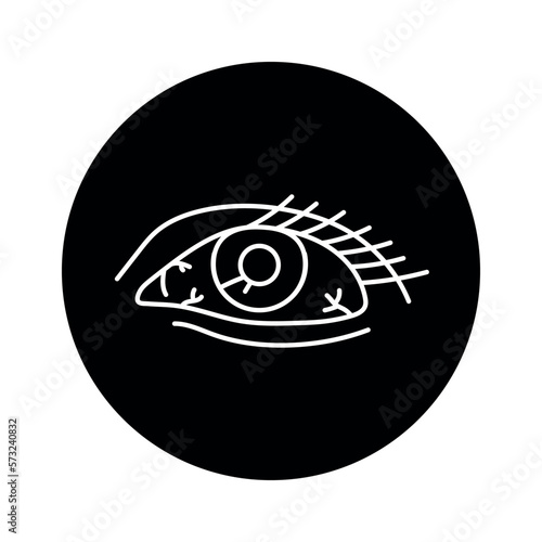 Red eye color line icon. Injuries concept.