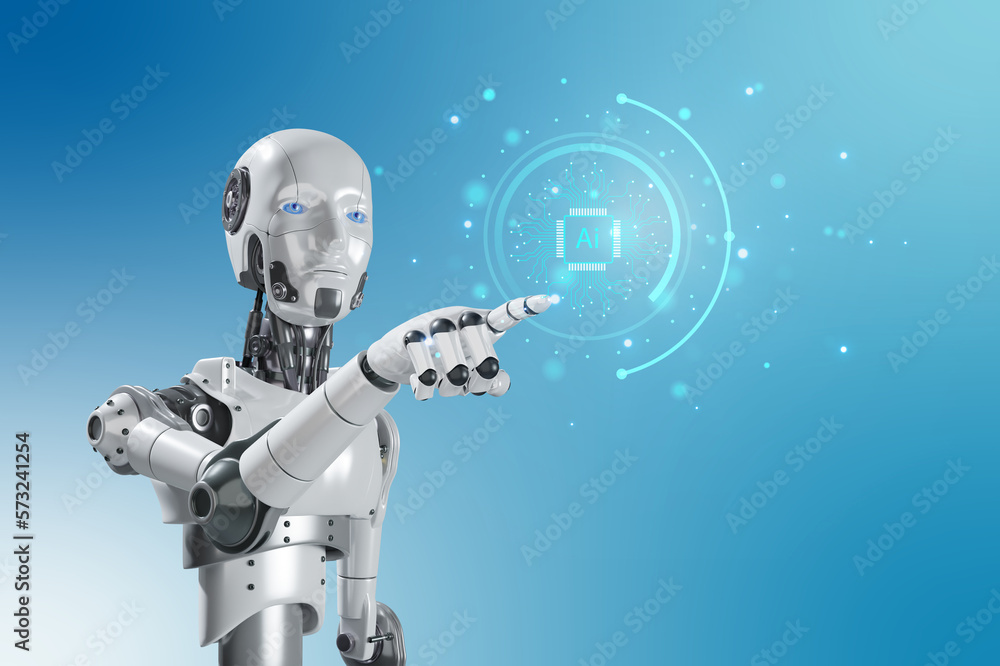White woman robot on blurred background using digital network connection 3D rendering
White woman robot on blurred background using digital network connection 3D rendering