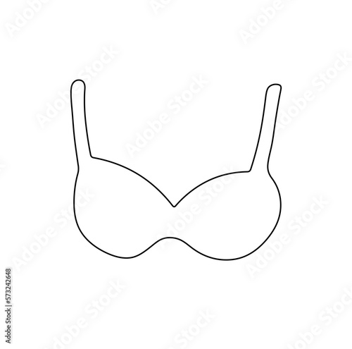 Vector isolated one single smooth woman bra with straps  underwear colorless black and white contour line drawing