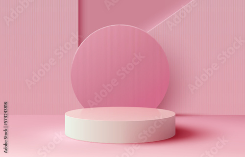 Stage podium with lighting, Stage Podium Scene with for Award, Decor element background. Vector