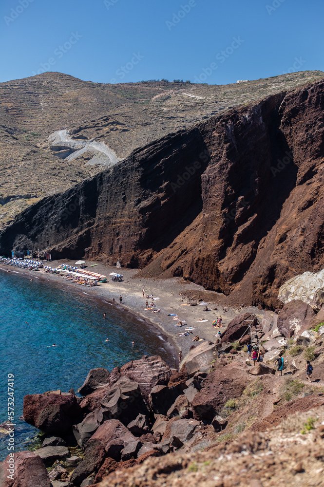 Red beach or kokkini paralia located south east on the island of Santorini