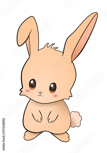 Cute rabbit, anime style. Chinese zodiac, year of the rabbit. Vector animal