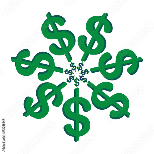 An abstract dollar sign burst transparent design element.