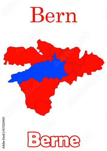 Schweiz Haptstadt Bern mit Berne Bezirke Vektor Karte
