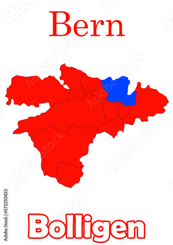 Schweiz Haptstadt Bern mit Bolligen Bezirke Vektor Karte