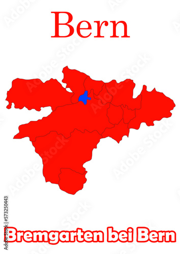 Schweiz Haptstadt Bern mit Bremgarten bei Bern Bezirke Vektor Karte