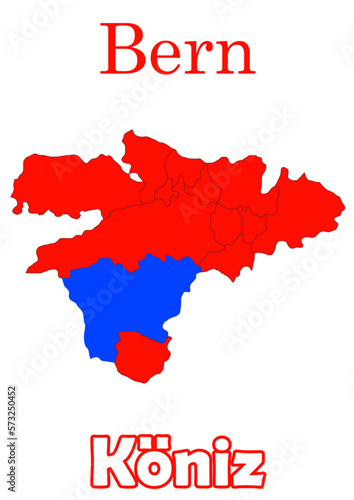 Schweiz Haptstadt Bern mit Köniz Bezirke Vektor Karte