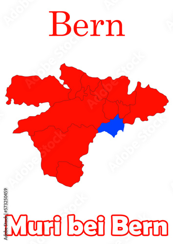 Schweiz Haptstadt Bern mit Muri bei Bern Bezirke Vektor Karte