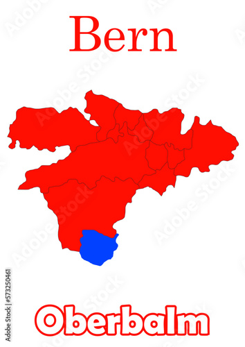 Schweiz Haptstadt Bern mit Oberbalm Bezirke Vektor Karte