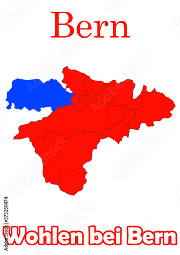 Schweiz Haptstadt Bern mit Wohlen bei Bern Bezirke Vektor Karte
