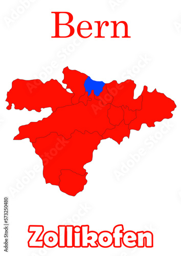 Schweiz Haptstadt Bern mit Zollikofen Bezirke Vektor Karte