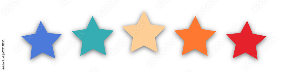 Feedback concept for mobile app or website. Quality shape design. Vector illustration in 1970s 1950s 1960s style. Colorful rating stars in retro style on a white background. Feedback concept for mobile app or website. Quality shape design. Vector illustration in 1970s 1950s 1960s style. Colorful rating stars in retro style on a white background.