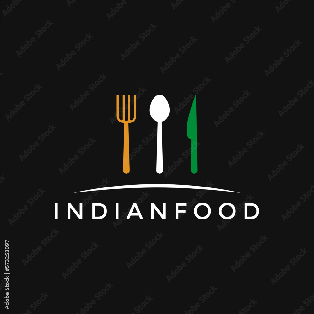 Fototapeta premium Indian food logo icon template.Spoon,knife and fork icon vector illustration