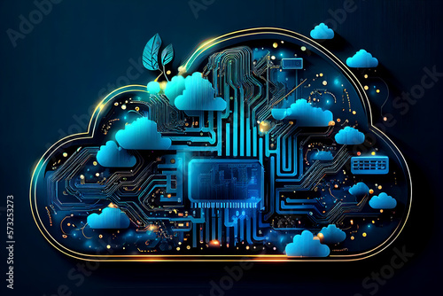 Digital Cloud. Data storage symbol. Ai generative