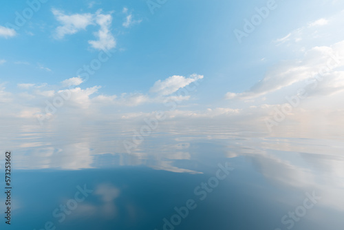Blue sky  white clouds and sea surface