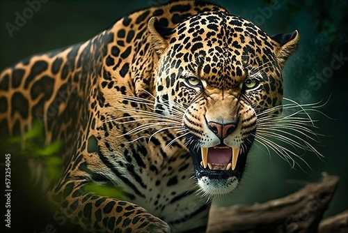 Obraz na płótnie Leopard high quality closeup. Generative AI