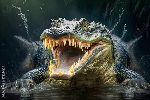 Alligator crocodile in water. Generative AI © Scrudje