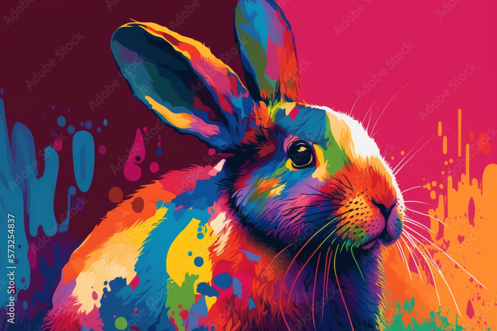 pop art illustration of a bunny