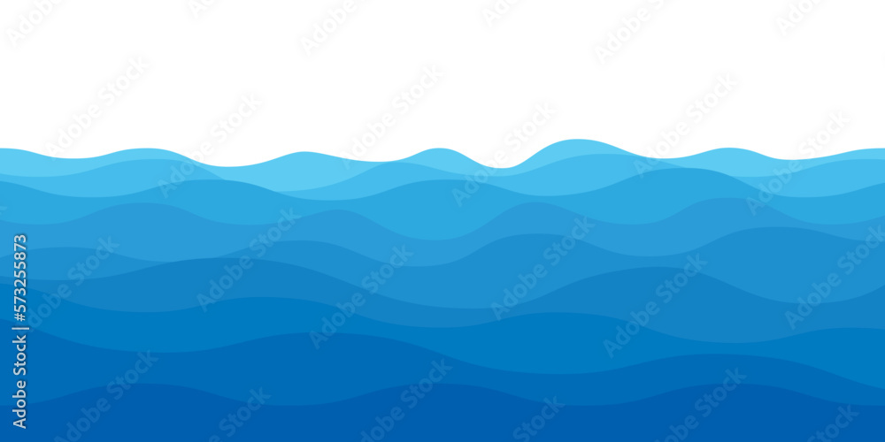 Sea waves pattern. Water wave abstract design. Blue ocean wave layer - obrazy, fototapety, plakaty 