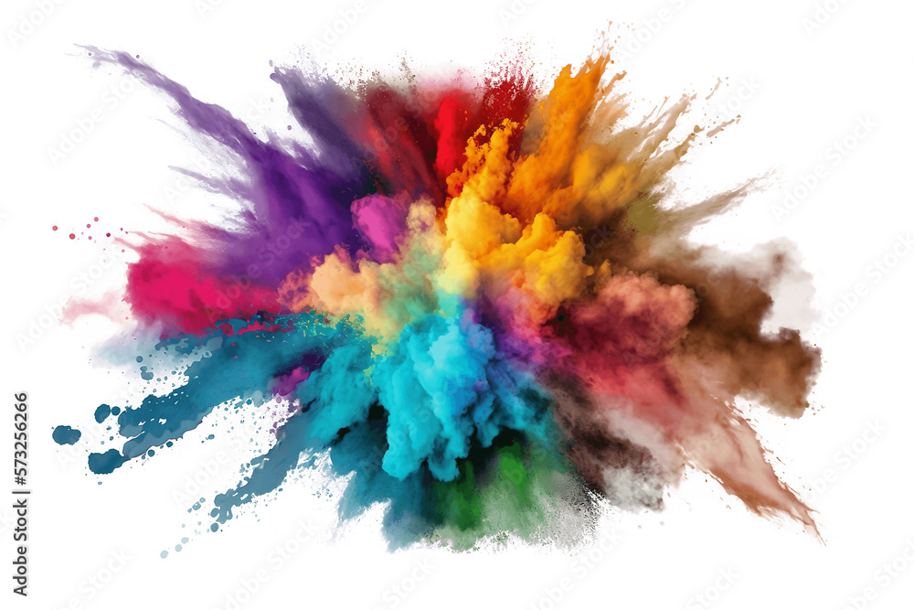 Colorful Rainbow Holi Paint Splash and Color Powder Explosion AI