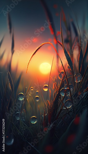 Water droplets and grass