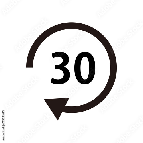 30 second rewind icon. Vector.