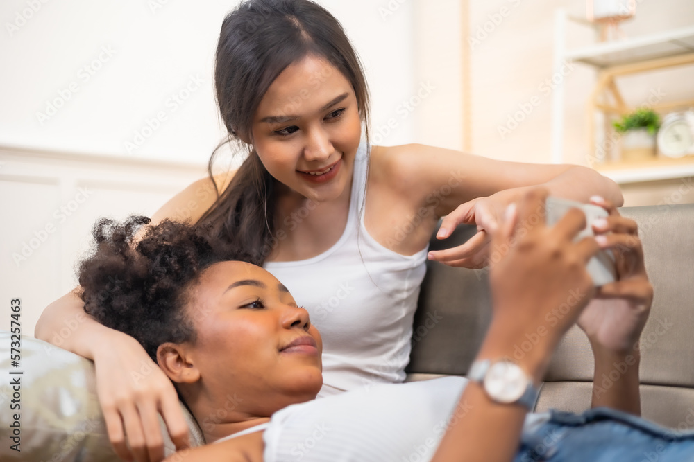 Fototapeta premium Woman daily lifestyle or LGBTQ couple love concept.