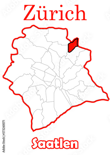 Schweiz - Zürich Stadtkarte mit Stadtteil Saatlen hochauflösende Vektorkarte