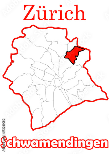 Schweiz - Zürich Stadtkarte mit Stadtteil Schwamendingen hochauflösende Vektorkarte