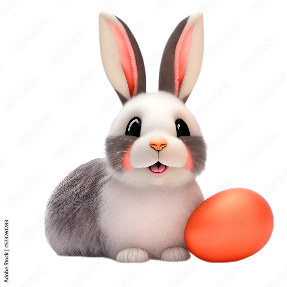 Obraz premium white rabbit isolated on white - easter bunny on transparent background - Generative AI
