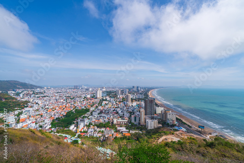 Vung Tau is a famous coastal city in the South of Vietnam. Vung Tau city aerial view in the morning, Vung Tau is the capital of the province since the province's founding. Travel concept © Quang Ho