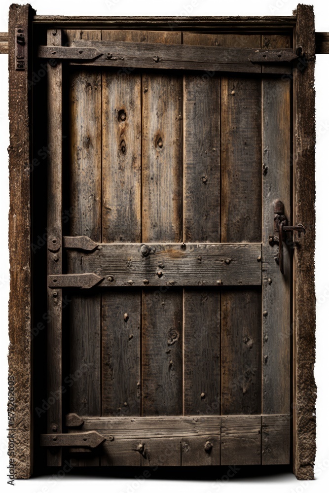 Illustration of an isolated old door - Created with Generative AI Illustration of an isolated old door - Created with Generative AI