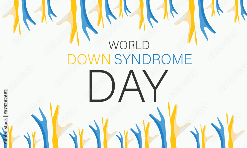 Fototapeta premium World Down Syndrome Day. Web Banner, Poster or Card. Blue and Yellow Ribbon. Symbol of genetic illness.