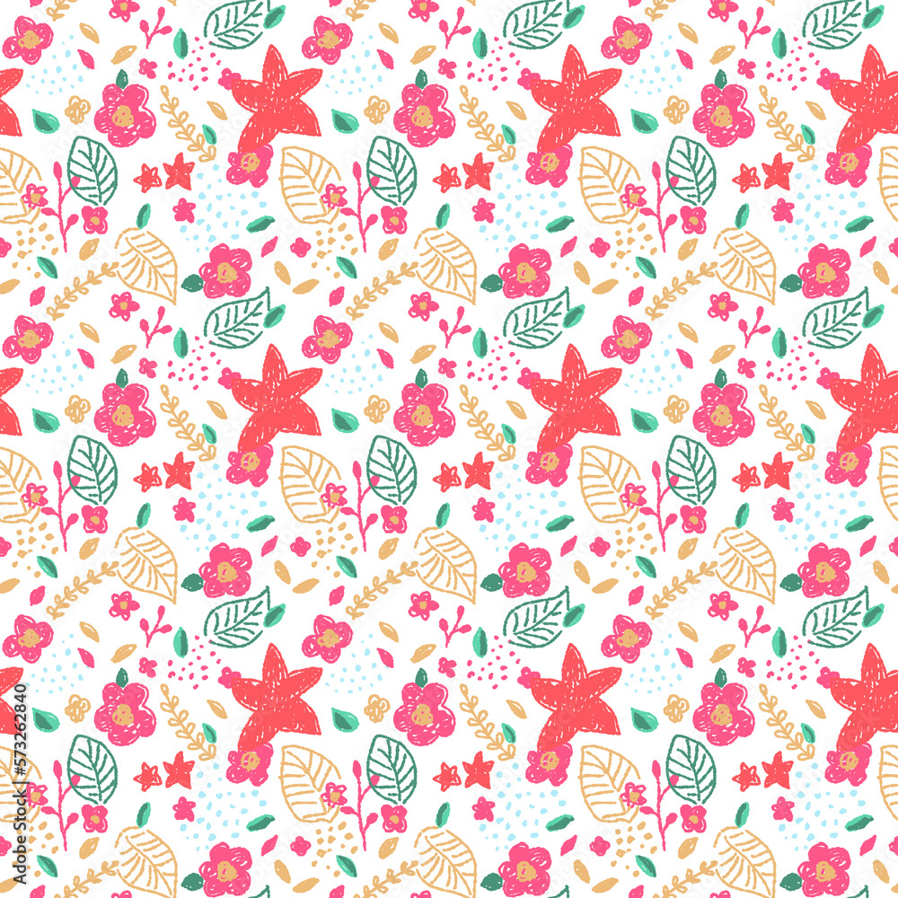 Abstract flower seamless pattern blooming on white background. Repeating floral design for wallpaper, print and card. Abstract flower seamless pattern blooming on white background. Repeating floral design for wallpaper, print and card.