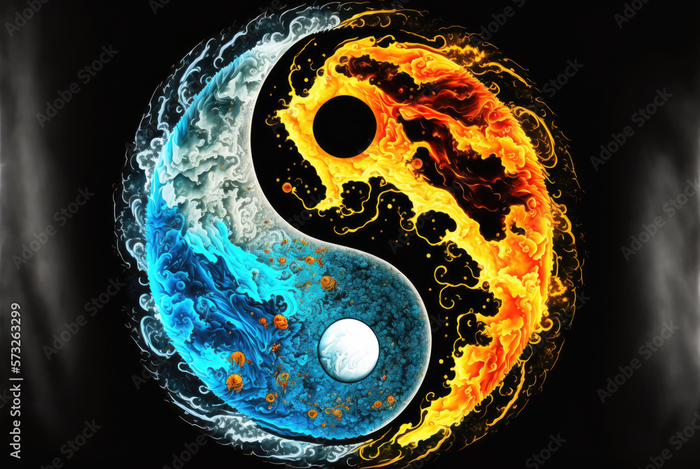Water and fire yin yang symbol on a black background. Created with ...