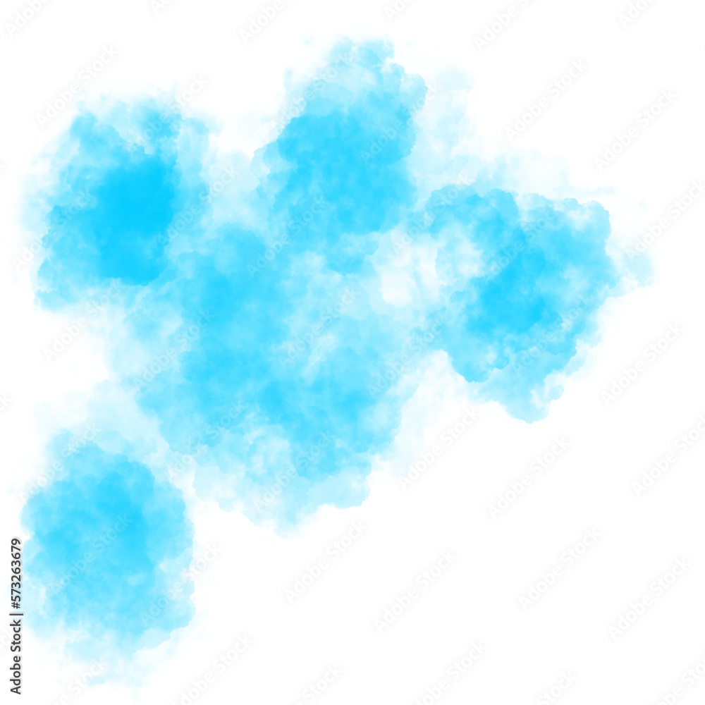 Abstract Cloud/Smoke Design in Blue Watercolor Gradient
