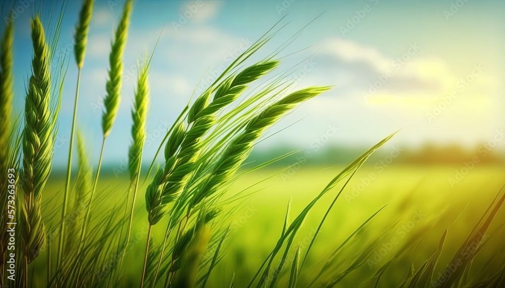 View of a Wheat Field in a Spring Summer Time (Generative AI)