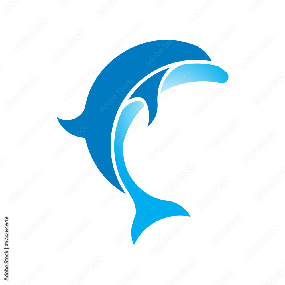 Fototapeta premium Flying blue dolphin logo template