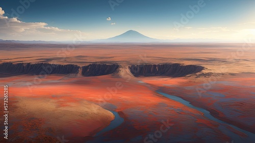 The view from the helicopter of the karsi landscape. Aerial view of planet earth.