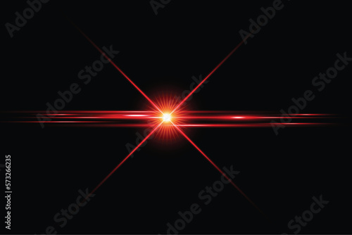 Light lens flare red effect with vector sun light.