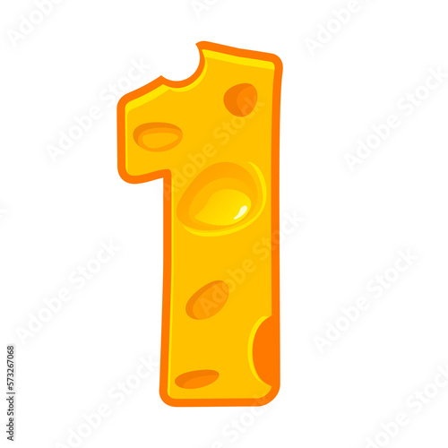Cheese number 1. One font kids number. Figure 1