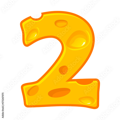 Cheese number 2. Two font kids number. Figure 2
