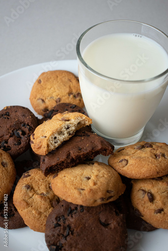 chocolate cookies and milk