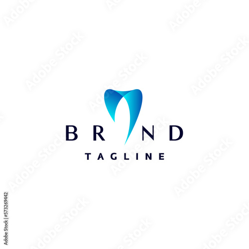 Minimalist Teeth Symbol Logo Design. Elegant Simple Blue Teeth Symbol Design.