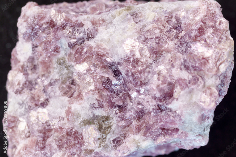 Lepidolite stone macro, being a secondary source of lithium, used in batteries Lepidolite stone macro, being a secondary source of lithium, used in batteries