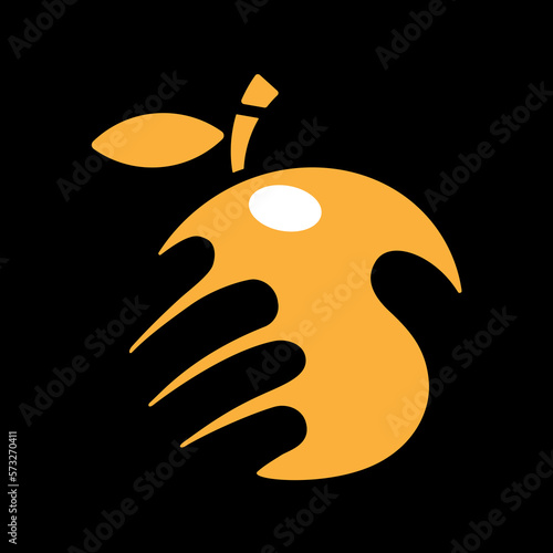 Hand Grab and pluck Orange logo template