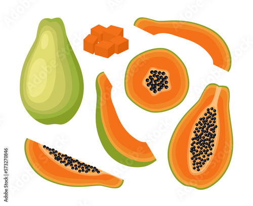 Fruit papaya isolated on white background