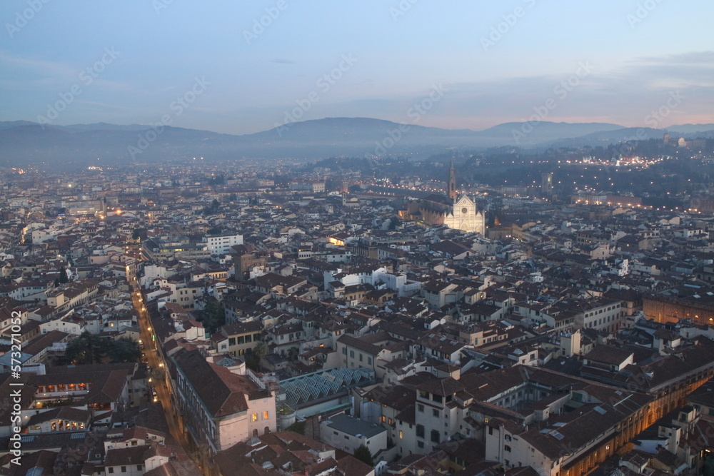 Dusk in the old town of Florence, Italy